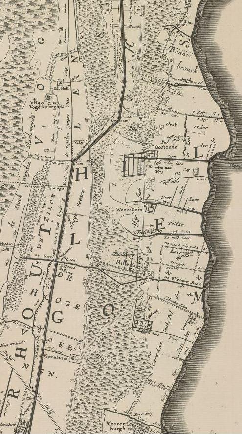 Kaart van Rijnland uit de serie met de titel 't Hooge Heemraedschap van Rhijnland uit 1678, vernieuwd 1746.