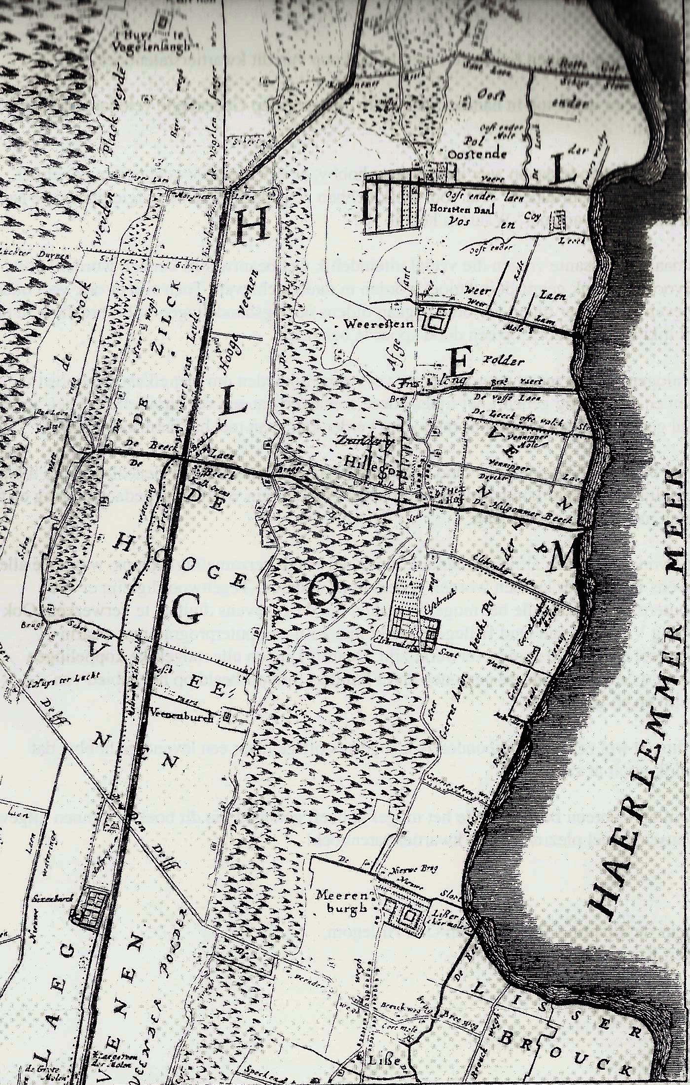 Kaart Hillegom e.o. 1746